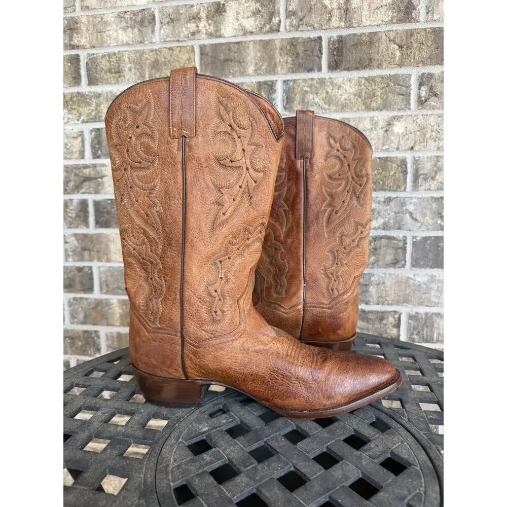 Dan Post Cognac Senator DPP5210 Size 11D Brown Vintage Cowboy Western Boots